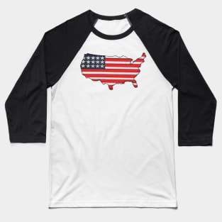 Embroidery American Flag Map Baseball T-Shirt